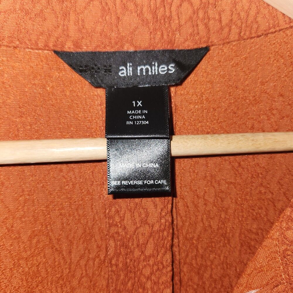 Ali Miles Jacket Orange Long French Sleeves Toggle Buttons Light Weight Size 1X - Picture 4 of 10